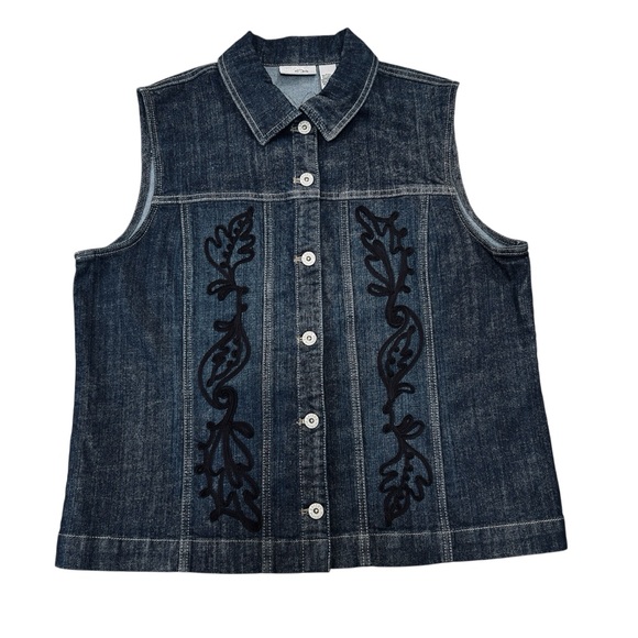 Like NEW - Chico’s Platinum Denim Vest - Size 2 (Large) - Picture 1 of 11